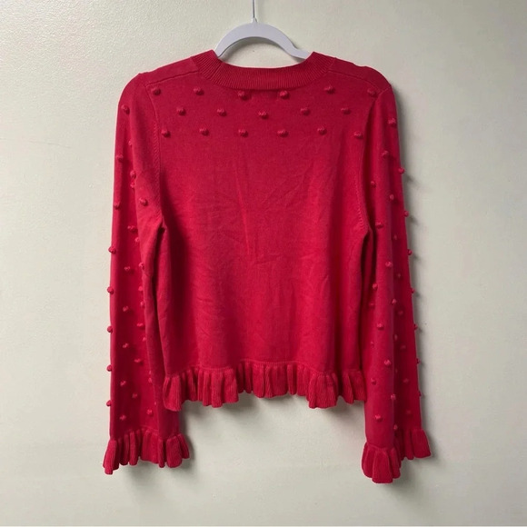 S’Edge Pink Pom Pom‎ Ruffle Hems Sweater Size Large - Picture 8 of 8
